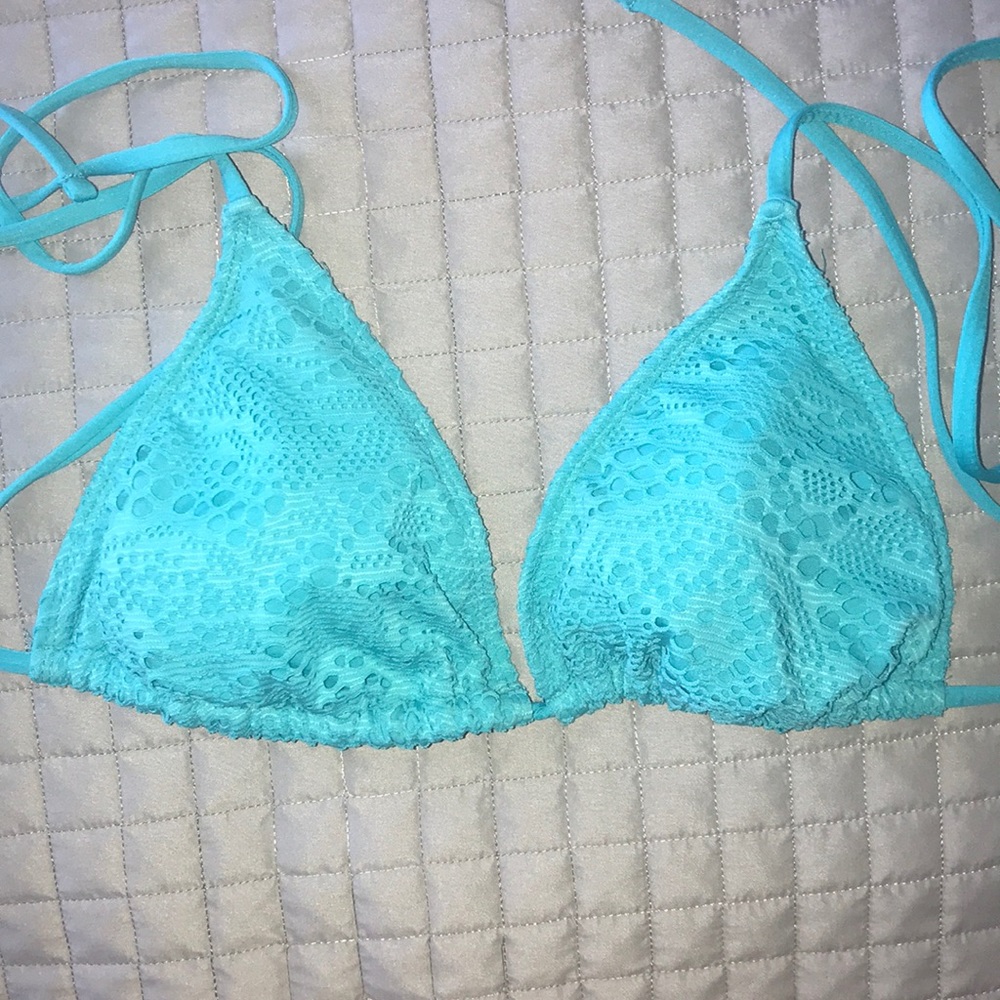 Turquoise triangle bikini top